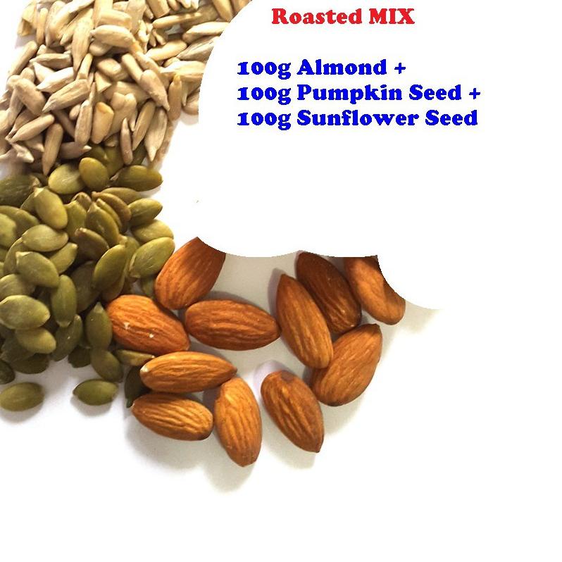 

♠ 300gr Roasted 100g Almond + 100g Pumpkin Seed + 100g Sunflower Seed - Oven - Matang ➧