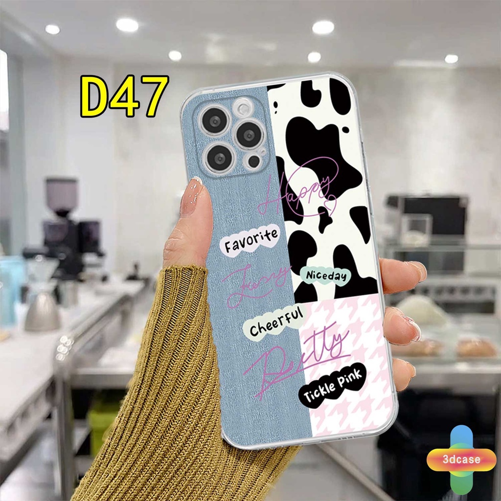 IPHONE Case Kompatibel Untuk For IPhone 11 12 13 PRO MAX 6 7 6S 8 Plus X XR XS MAX 11 12 13 Se 2020 6SPlus 7Plus 6Plus 8Plus XSMAX  Wavy Edge Cute Denim Patch Happy Leopard Print Bening Lembut TPU Pasangan Ponsel Case