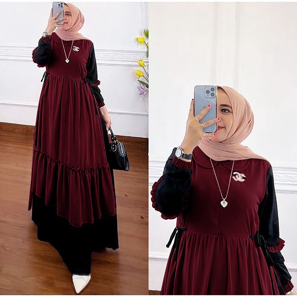 GAMIS STORE - Prianka Dress Gamis Maxy Muslim Ceruty Armany Polos Premium Free Bros Fit To S-XL Pesta Kondangan