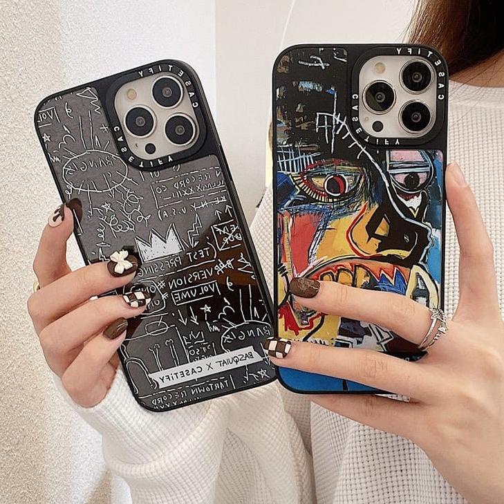 ♣ IPHONE 11 12 13 14 PRO MAX 14 PLUS HYBRID CASE BASQUIAT X CASETIFY ☏
