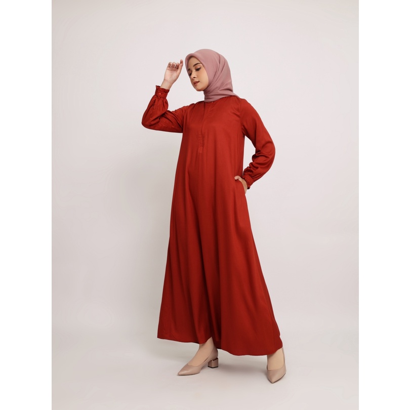 Baju Muslim wanita Elzatta Gamis polos terbaru Dress muslim Gamis rayon Gamis Manset frills rayon