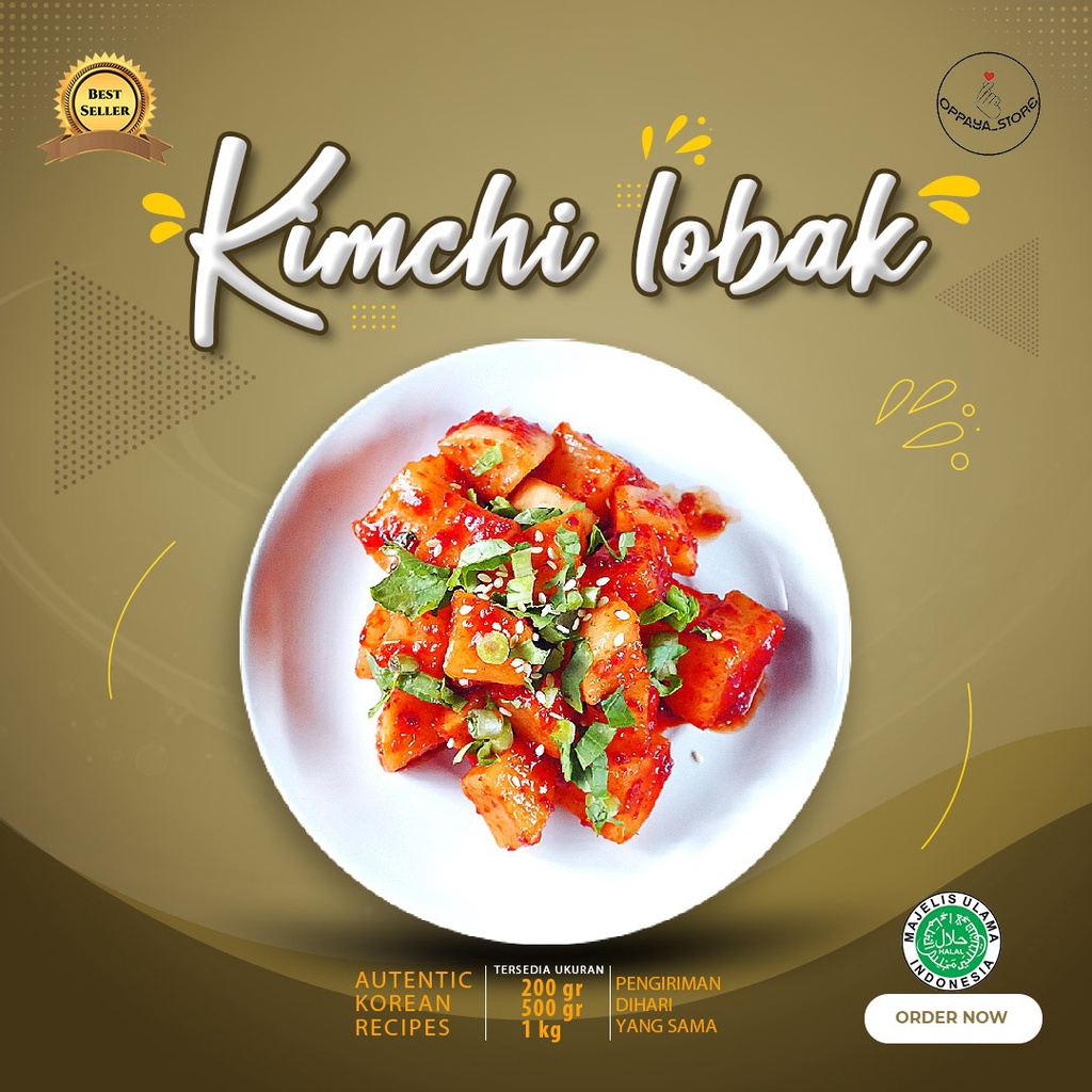 

Kimchi Lobak Kotak Korea 200Gram Halal Fresh by Kimchi Oppaya