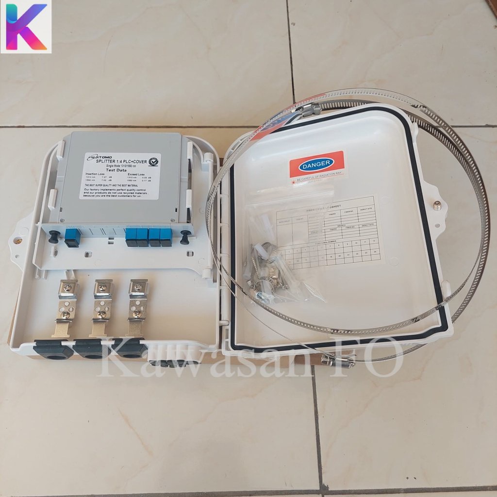 Odp 8 Core Lengkap Splitter Box 1:4 SC UPC /Odp 8C Lengkap Spliter 1:4 Box UPC FTTH