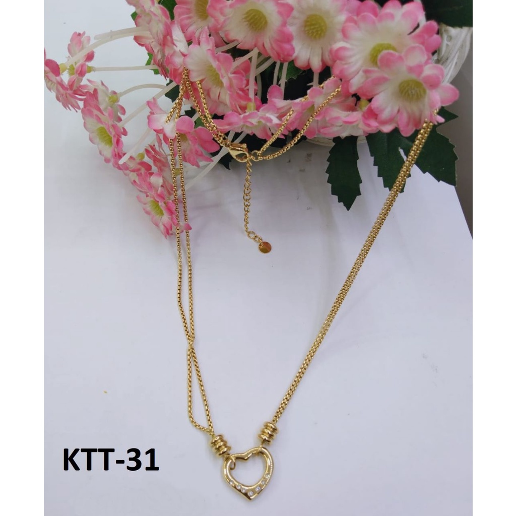 KALUNG TITANIUM EMAS GOLD HATI LOVE DIAM TERMURAH / DUNIA GELANG TERBARU