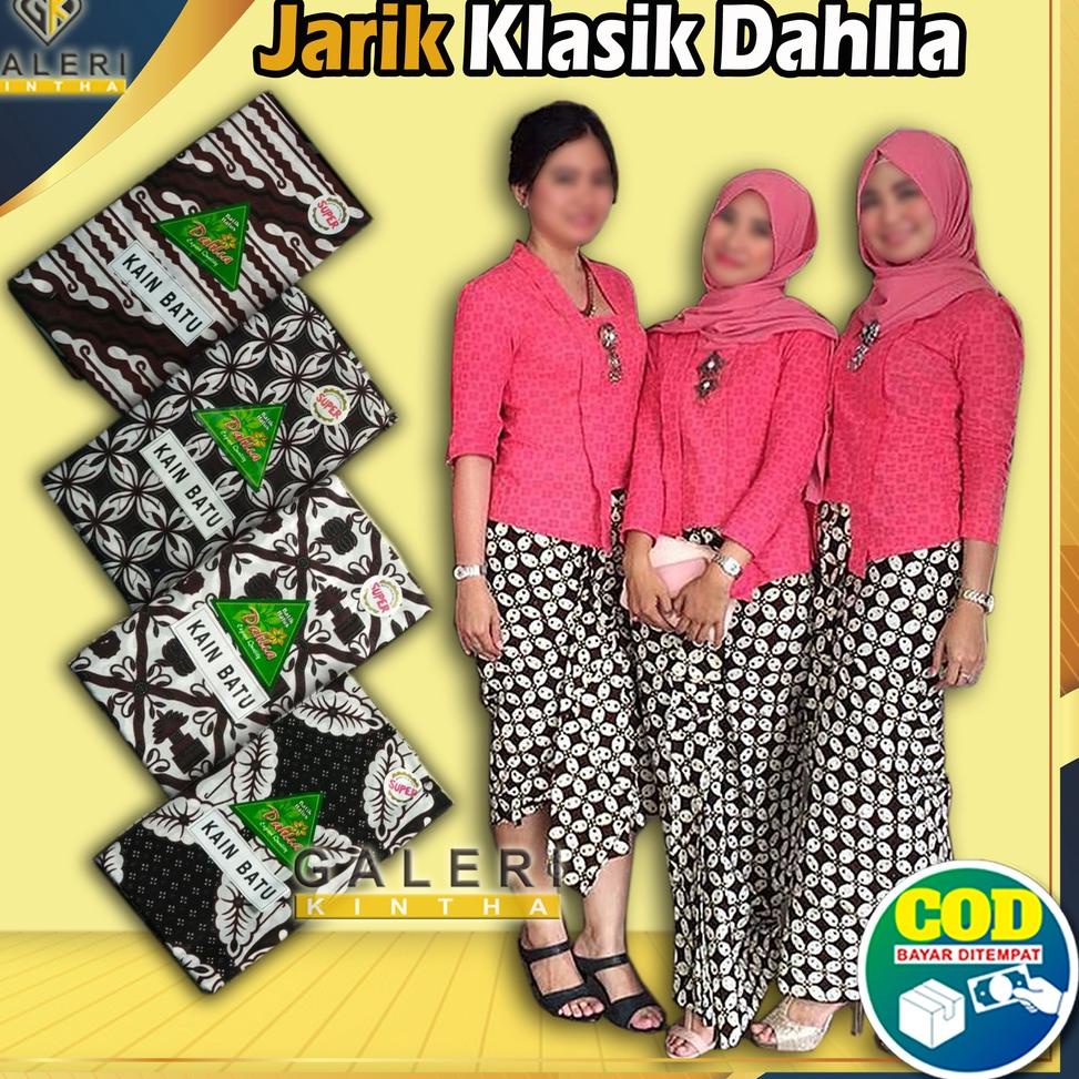 ↪ I31 Kain Jarik Batik Dahlia J Putih Lawasan Panjang Seragam Pekalongan ✩