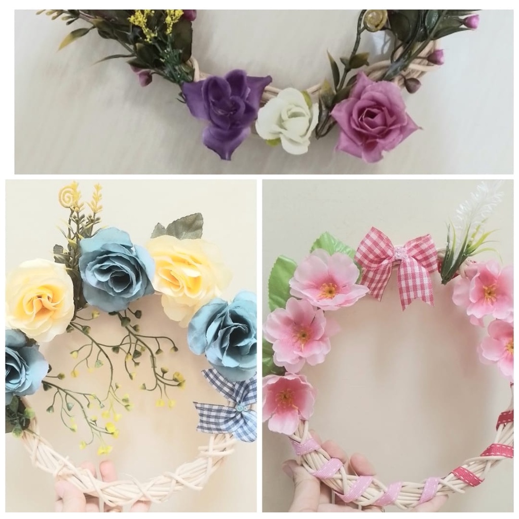 star ring rotan hiasan pintu plus Bunga 15cm