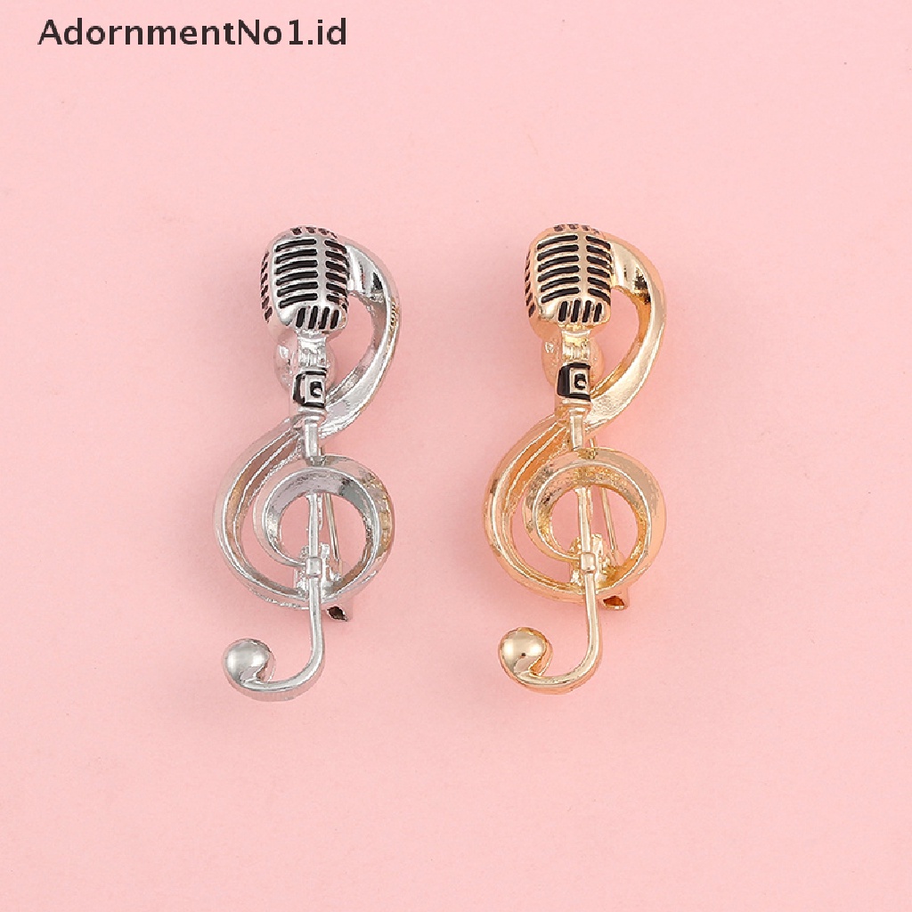 [AdornmentNo1] Musik Note Mikrofon Bros Warna Emas Warna Silver Pin Logam Lencana Khusus Siswa Musisi Ransel Lapel Pin Perhiasan Hadiah [ID]