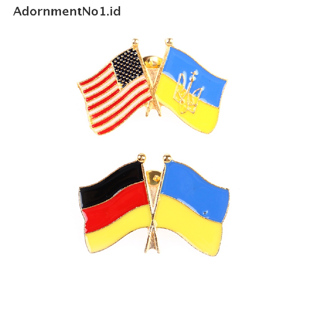 [AdornmentNo1] 1pc Bendera Ukraina Bros Aksesoris Pakaian Pin Logam Lencana Souvenir Badge [ID]