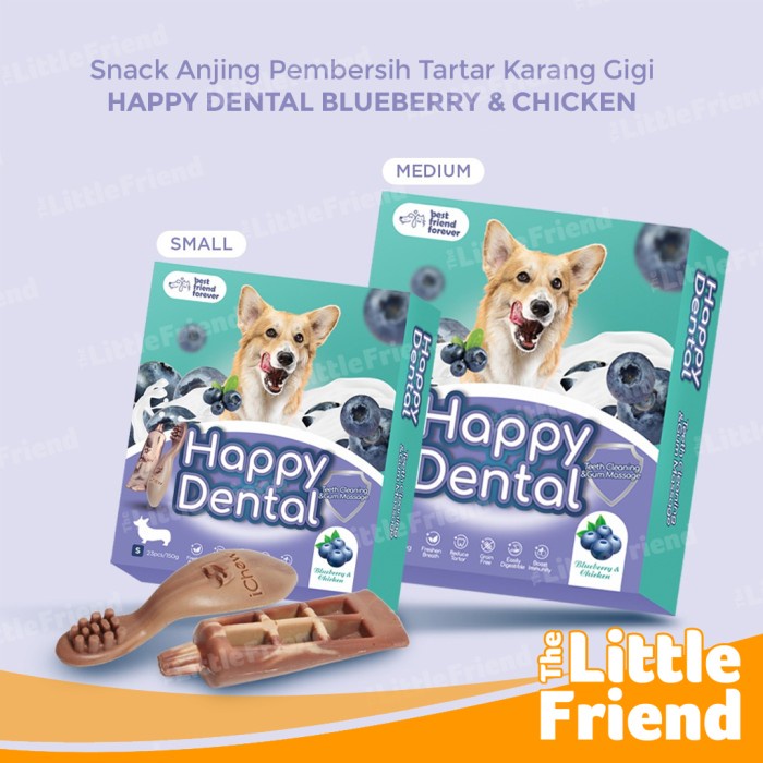 Snack Cemilan Anjing Pembersih Karang Gigi HAPPY DENTAL Blueberry