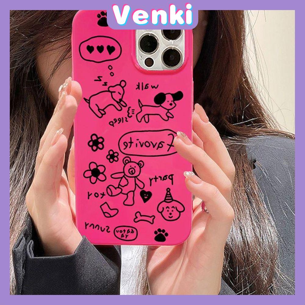 iPhone Case Soft TPU Glossy Pink Candy Case Cute Graffiti Dog Camera Protection Shockproof For iPhone 14 13 12 11 Pro Max 7 8 Plus X XR