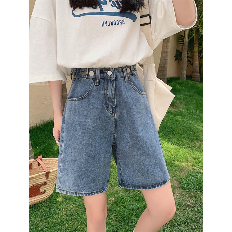 Loose Highwaist Celana Jeans Pendek Wanita Korean (realpict)