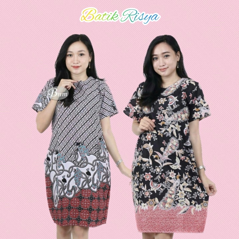 BAJU SIZE JUMBO DRESS BATIK WANITA JUMBO XXXXL / 4L LENGAN PENDEK MOTIF SONGKET TENUN ANEKA WARNA  B