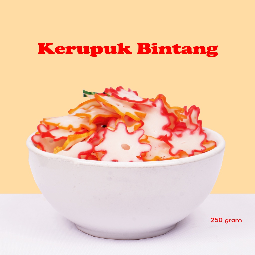 

Kerupuk Bintang warna warni mentah bahan seblak