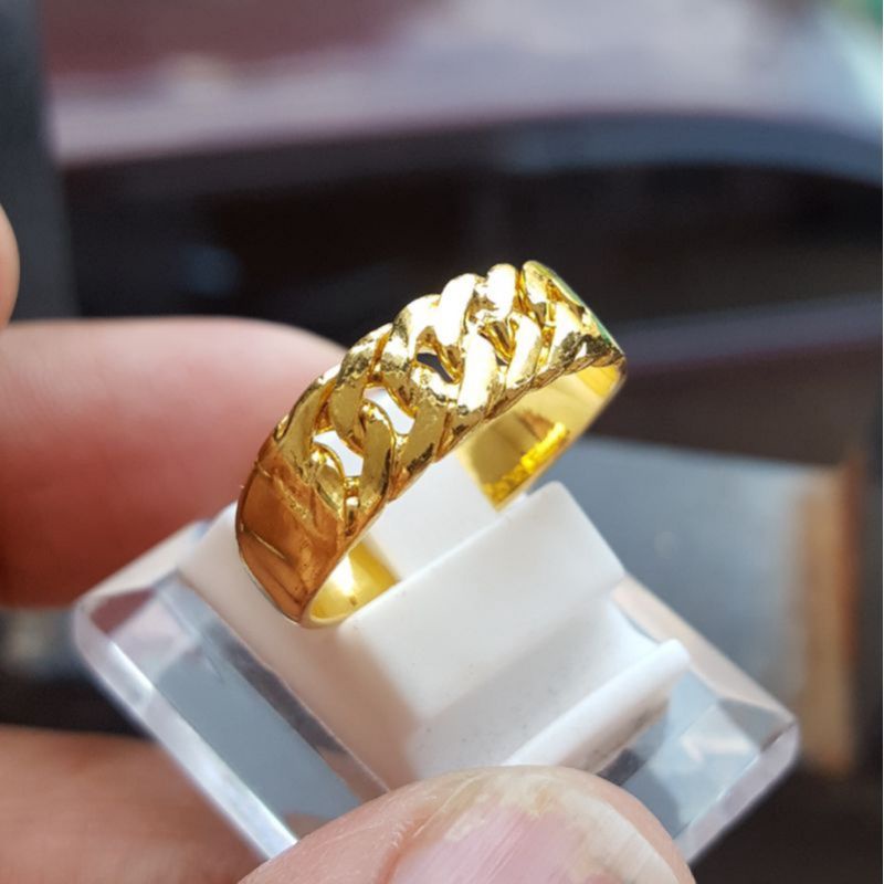 promo cincin Emas asli 24K  model rantai bebas pajak cincin emas 24k