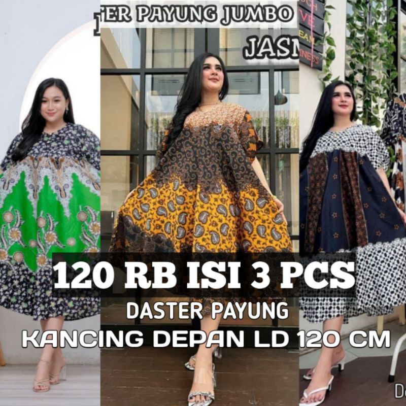 120 RB ISI 3 DASTER PAYUNG JUMBO XXL DASTER RAYON MURAH KANCING DEPAN BUSUI