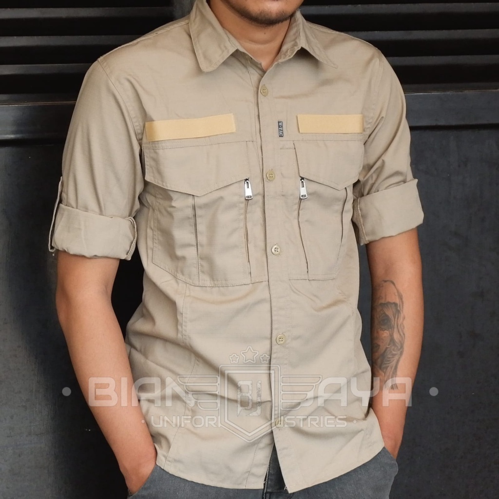 W-tac Kemeja Tactical Pria Lengna Panjang Ripstop Baju kemeja Lapangan Outdoor Terbaru