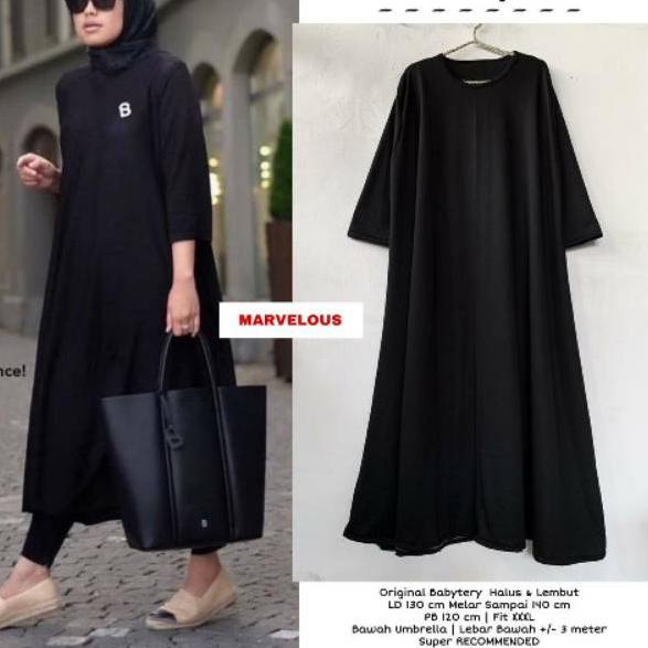 Super Obral RESTOCK LONG TUNIK POLOS JUMBO LD 130-140 BLACK LONG TUNIK/ARMY LONG TUNIK BABYTERRY INP