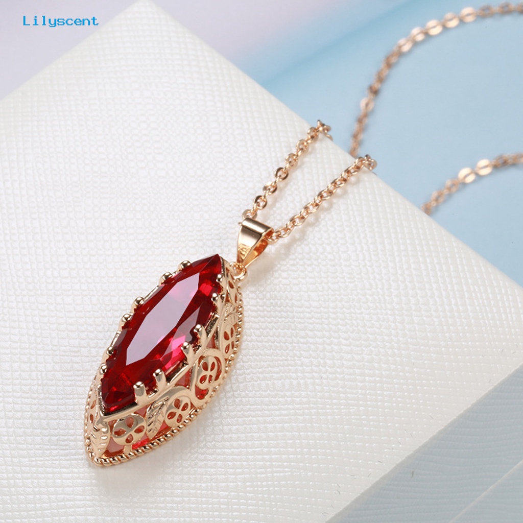 [LS] 1set Kalung Anting Set Vintage Elegan Hollow Oval Liontin Adjustable Bright Luster Hias Hadiah Pengantin Wanita Batu Permata Imitasi Menjuntai Kalung Anting Set Untuk Pesta