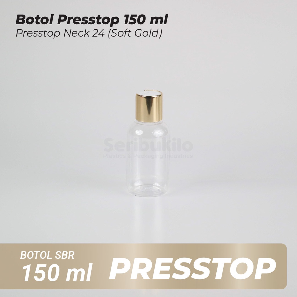 Botol Presstop SBR 150ml/ Botol PET 150ml Presstop/ Disctop Silver - Soft Gold - Dark Gold