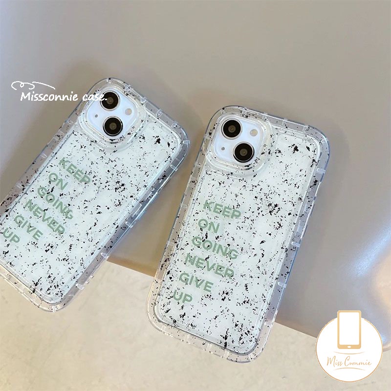 IPHONE Airbag Bening Sederhana Soft Tpu Case Kompatibel Untuk Iphone11 12 14 13 Pro Max7 8 Plus X XR 6s 6 Plus XS Max Art Speckle Motif Tinta Shockproof Back Cover