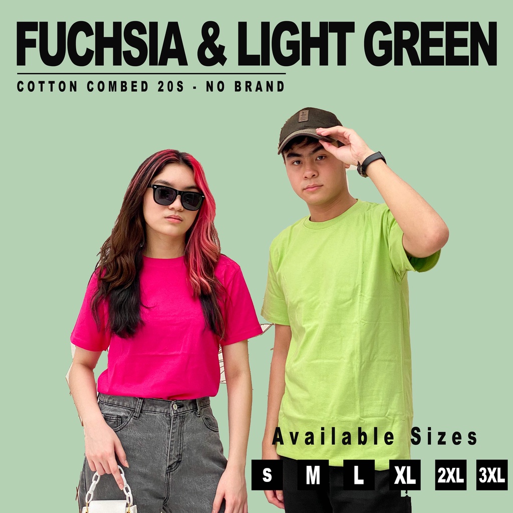 [TEBAL] KAOS POLOS FUCHSIA &amp; LIGHT GREEN COTTON COMBED 20S | KATUN PRIA WANITA UNISEX