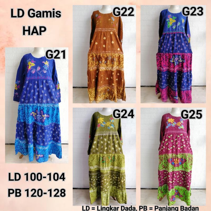 Gamis Katun HAP rijek sablon minor ld 100-104 ((harap membaca sblm membeli)