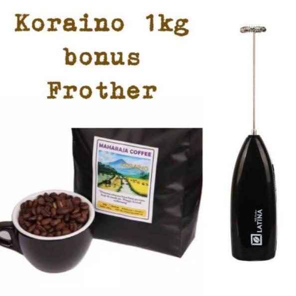 

♠ Kopi Arabika & Robusta Blend KORAINO 1kg Kopi Rakyat Sangrai + Bonus 3323 Milk Frother ☊