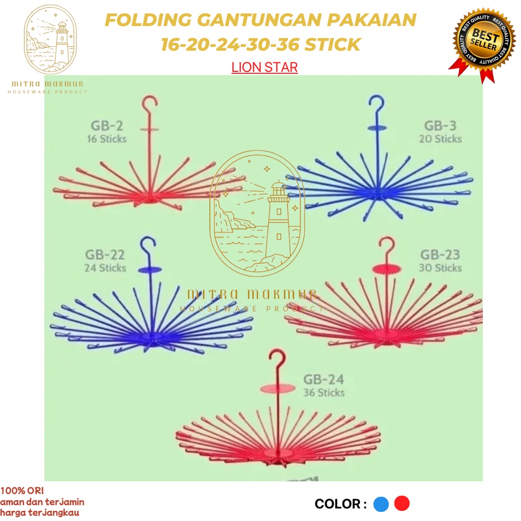 LION STAR - Folding Stick / Gantungan Baju Bayi 16-20-24-30-36 Stick