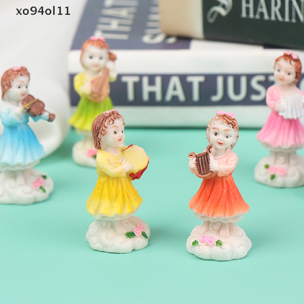 Xo 1Pc 1: 12rumah Boneka Miniatur Patung Ornamen Peri Bunga Mengambil Alat Musik Lanskap Mikro Dekorasi Taman Mainan Aksesoris Rumah Boneka OL