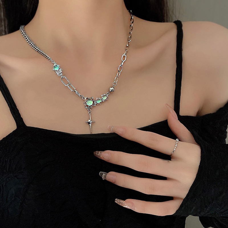 Indah Kristal Opal Liontin Kalung Untuk Wanita Rantai Klavikula Geometris Tidak Teratur Choker Y2K Perhiasan Aksesoris