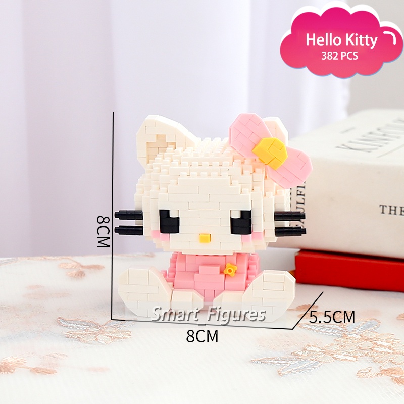 Mainan Hello Kitty Sanrio Kuromi My Melody Kitty Putih Hadiah Anak Perempuan Series Ulang Tahun Kekinian Partikel Kecil Blok Bangunan