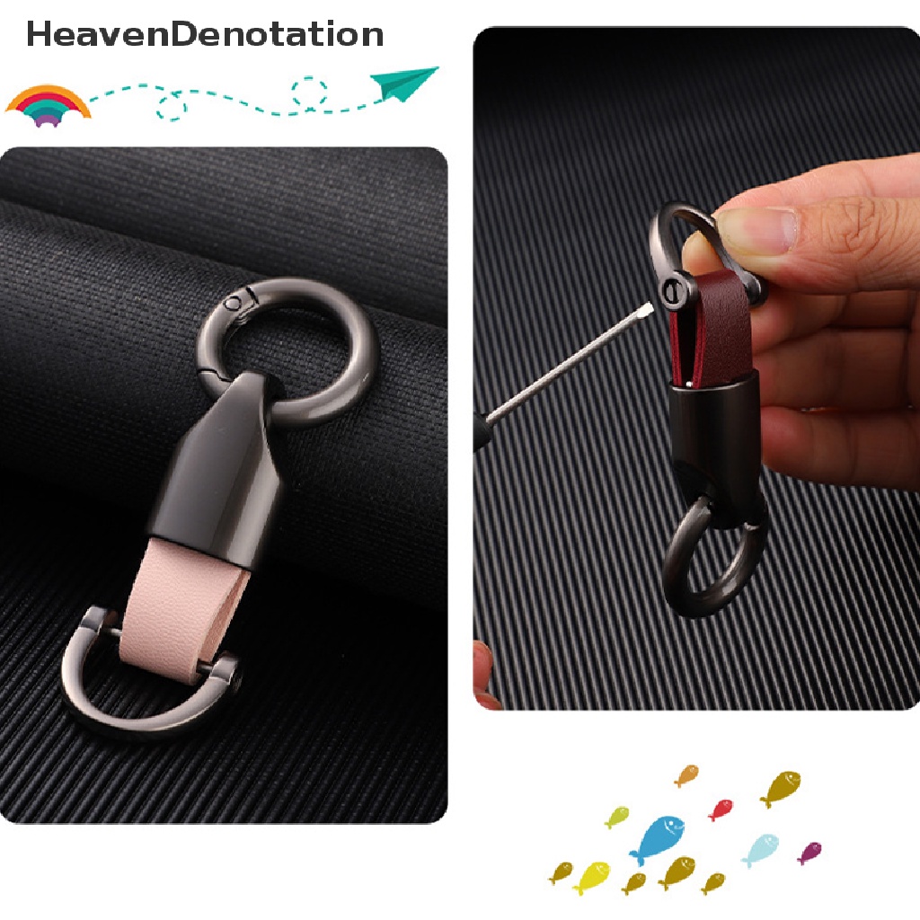 [HeavenDenotation] Fashion Retro Tali Sapi Kulit Gantungan Kunci Mobil Pasangan Gantungan Kunci Kepribadian Zinc Alloy Keychain Waist Hanging Key Ring Holder HDV