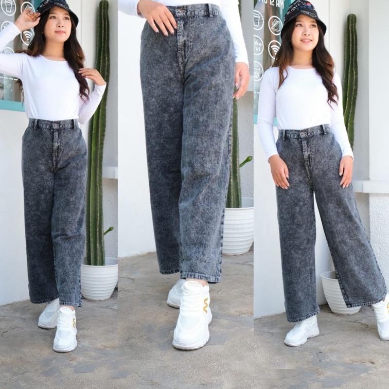 CHEKOUT CELANA JEANS KULOT SNOW KULOT JEANS WANITA KULOT JEANS HIGHWAIST KULOT JEANS SNOW BLUE SNOW 