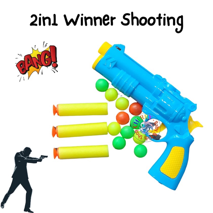 2in1 Mainan Pistol Tembakan Anak / Winner Game Shooting 2 Mode CBKS BS