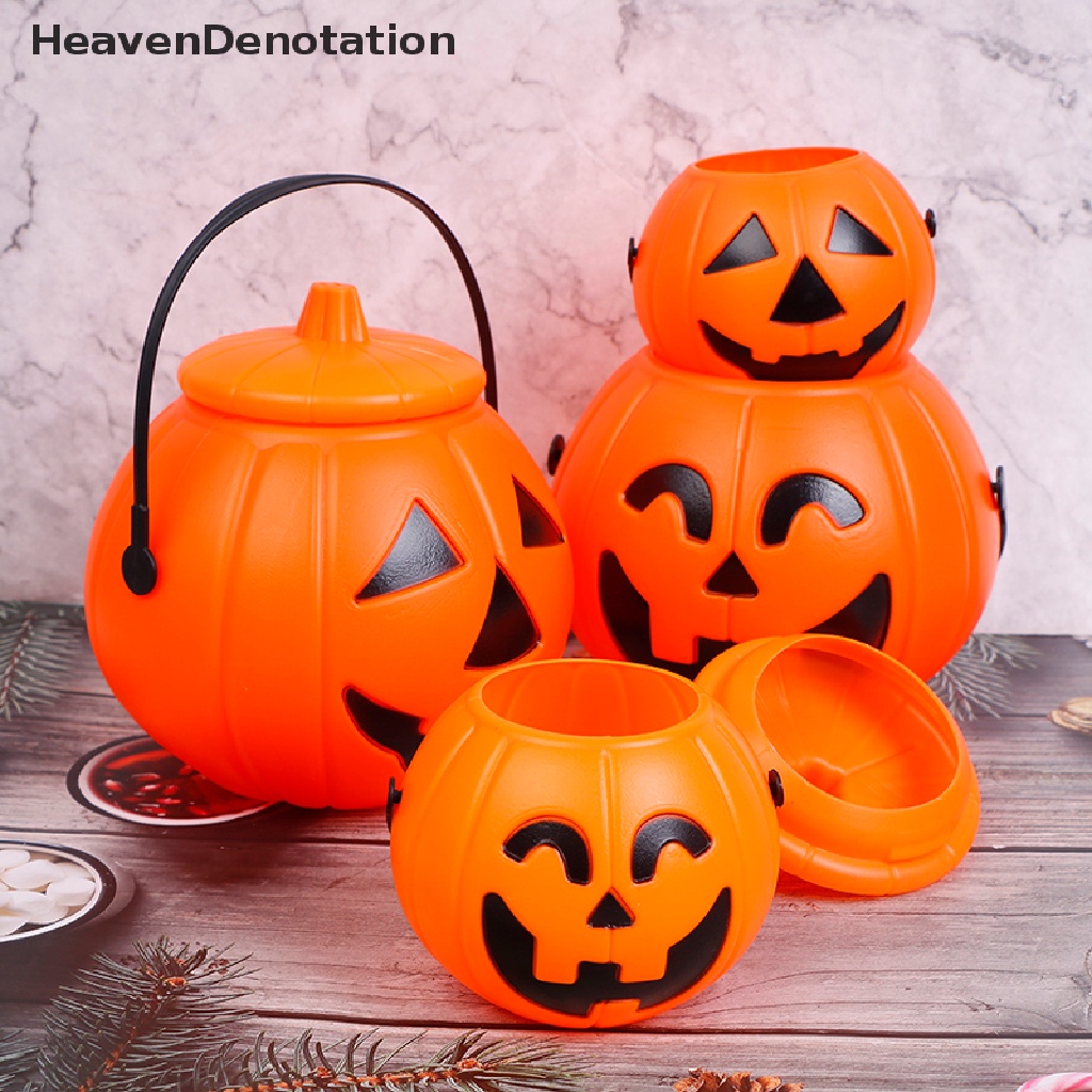 [HeavenDenotation] Halloween Christams Party Props Ember Labu Plastik Candy Box Halloween Dekorasi HDV