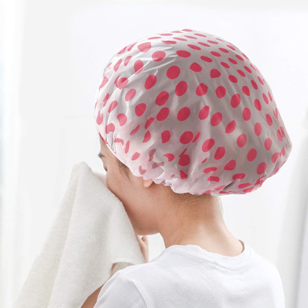 Hot Sale/1Biji Shower Cap Mandi Tahan Air/Topi Mandi Dot Bergelombang Elastis/Topi Styling Salon Rambut Wanita/Aksesoris Mandi Bonnet Mandi Bermanfaat Hotel