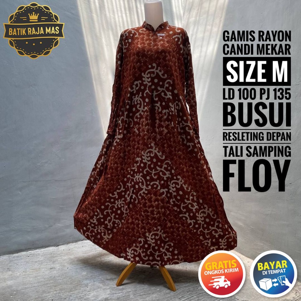 Gamis Remaja Terbaru 2023 Rayon Candi Mekar Wanita Dewasa Ibu Ibu Lebaran Busui Friendly Resleting D
