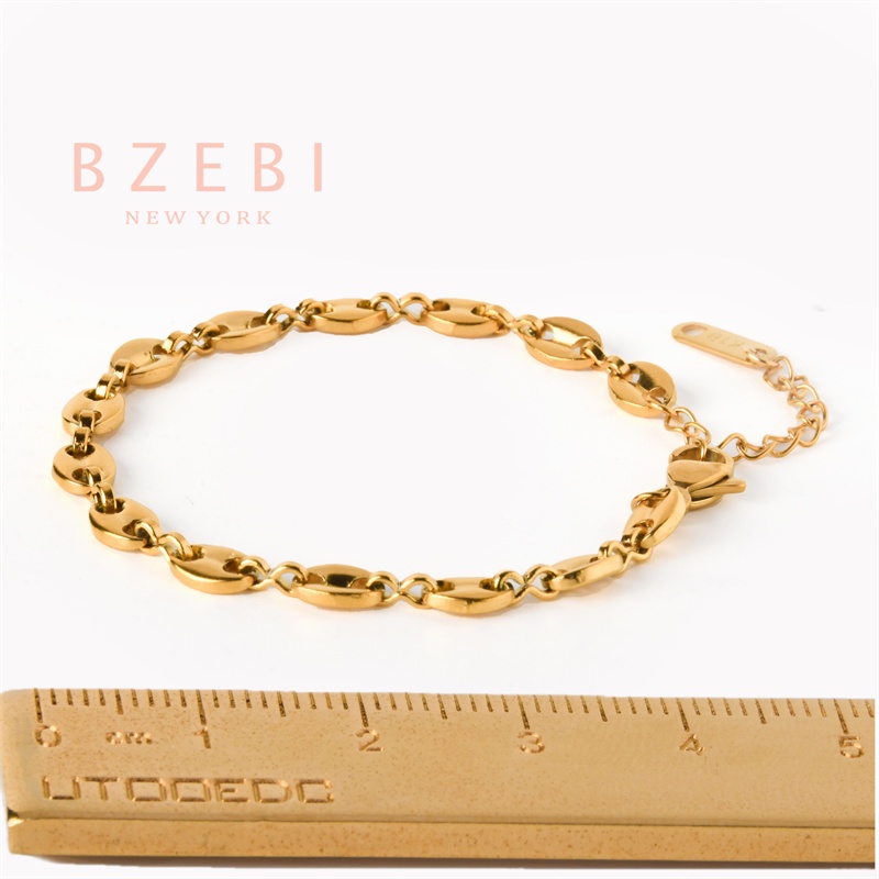 Bzebi Gelang Charm Titanium Steel Emas 18k Dengan Berlian, Anti Karat, Aksesoris Fashion Wanita, Perhiasan Gaya Korea, Hadiah Ulang Tahun Dengan Kotak Eksklusif 1136b