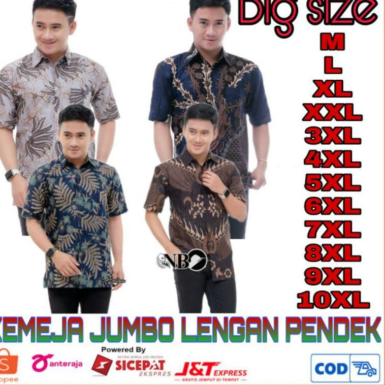 BIG SALE KEMEJA BATIK PRIA LENGAN PENDEK BIG SIZE JUMBO