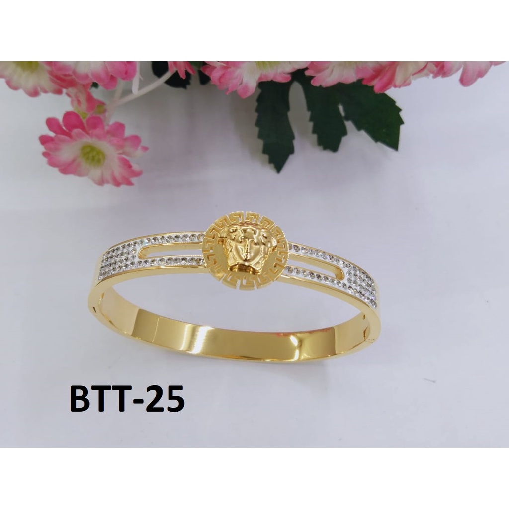 GELANG TITANIUM EMAS GOLD STRIP DIAM BULAT TERMURAH / DUNIA GELANG TERBARU