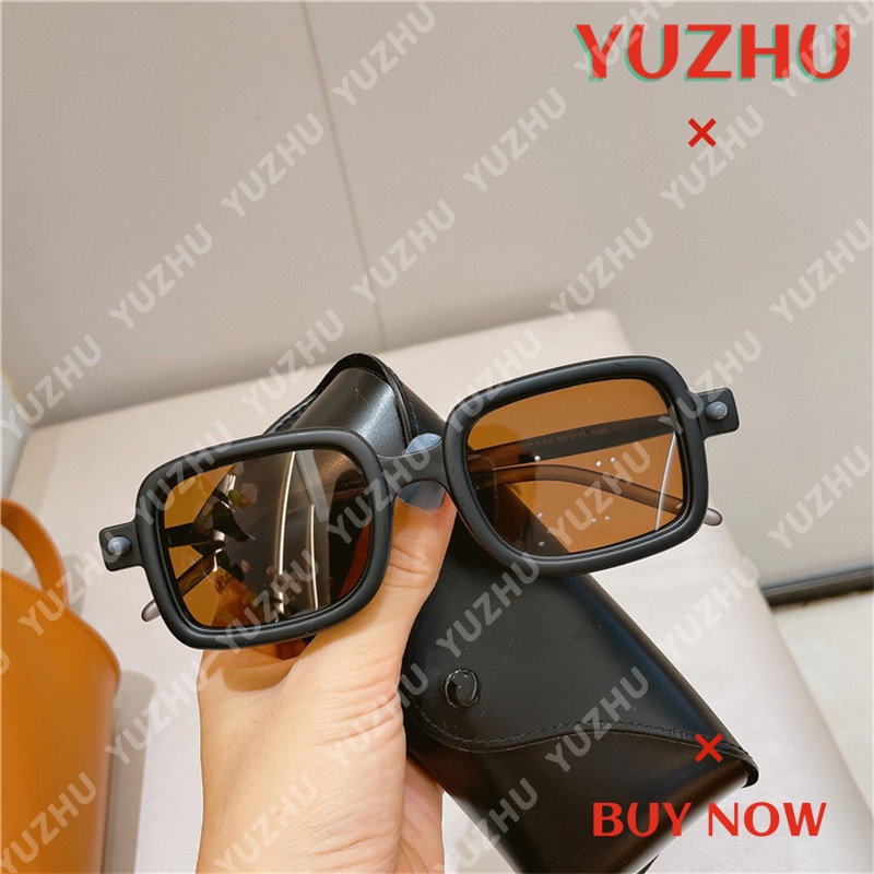 (YUZHU) Vintage Art Square Frame Sunglasses Kacamata Hitam Warna Permen Fashion Modern