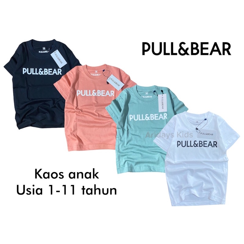 Baju Kaos Anak Laki Laki Perempuan Katun Kombed Motif Pull andBear
