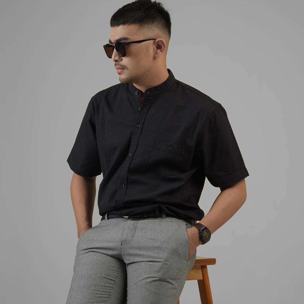 TERBAIK DGM Fashion Kemeja pria kemeja polos pria cigarette kemeja pria lengan pendek kemeja