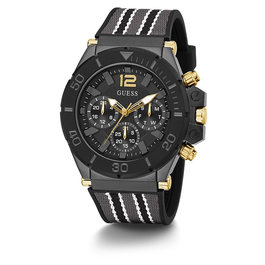 Terbaru jam GUESS GW0415G3 Original Jam Tangan Pria Analog Black Gold Rubber promo