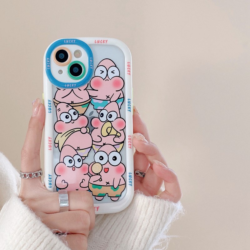 Puff Case iPhone 11 12 13 14 Pro Max 14 Plus Cute Patrick Star Spongebob Soft Phone Case Cartoon Anime Girls Fashion