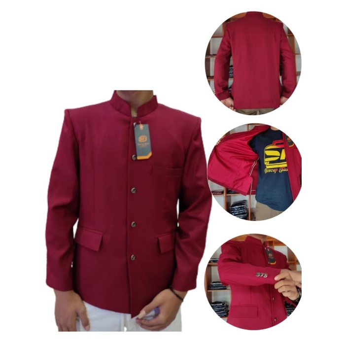 Jasko Polos Jasko Maroon Baju Koko Pria Jas Koko Pria