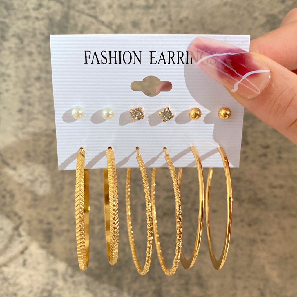 12pcs/set Anting Hoop Besar Kepribadian Baru Anting Geometris Lingkaran Besar Sederhana Untuk Wanita Perhiasan Pesta Perempuan