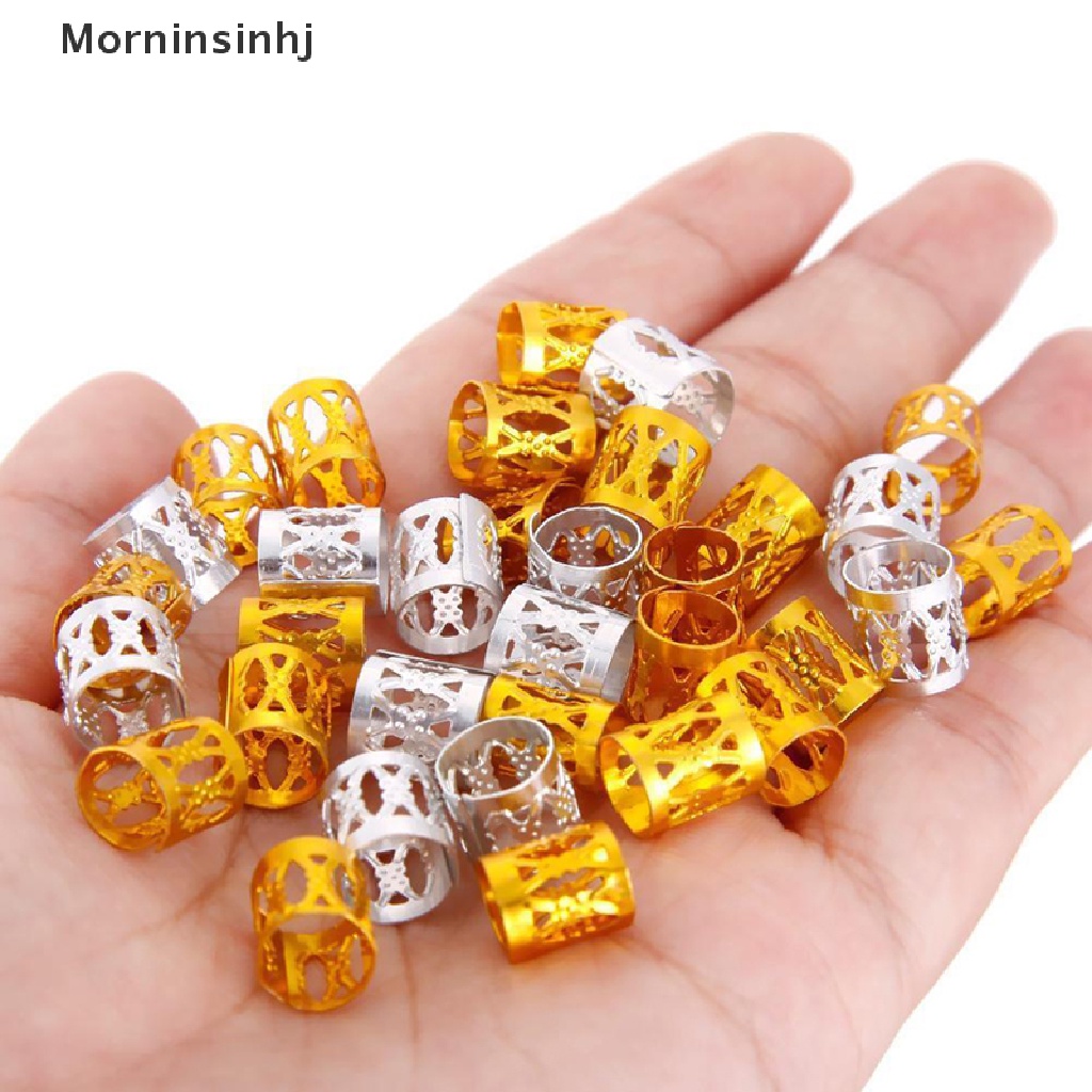 Mornin 80Pcs Dekorasi Liontin Gimbal Manik-Manik Manset Logam Cincin Rambut Klip id