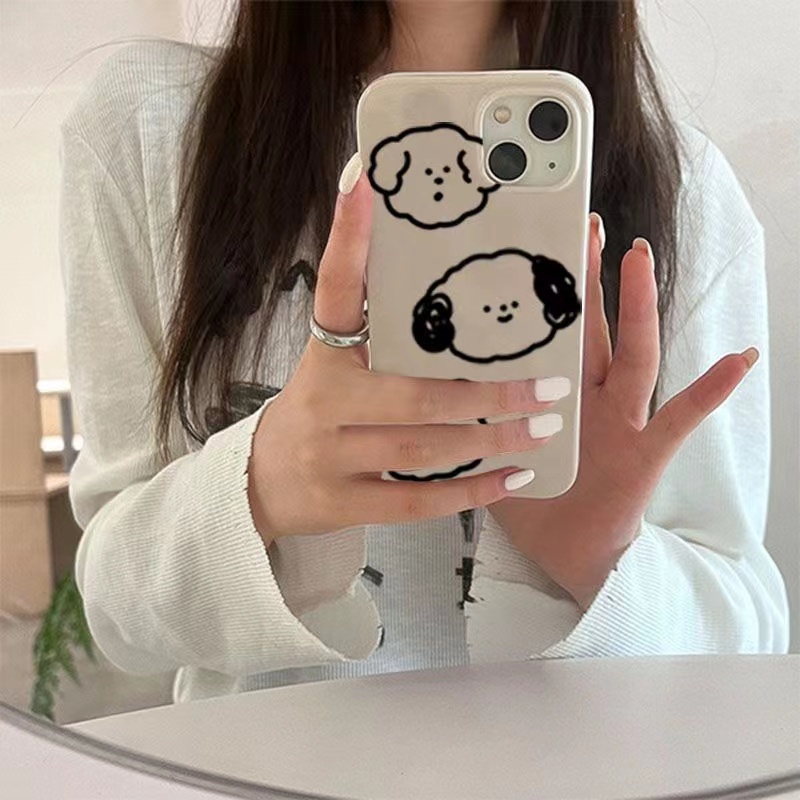 Ins Line Motif Anjing Cocok Untuk Iphone14 14pro 14plus 13 13pro 13prm13mini iPhone 11 12mini 7Plus 8Plus Xr XS 13 12 Pro Max Empat Sudut Casing Ponsel Tahan Guncangan