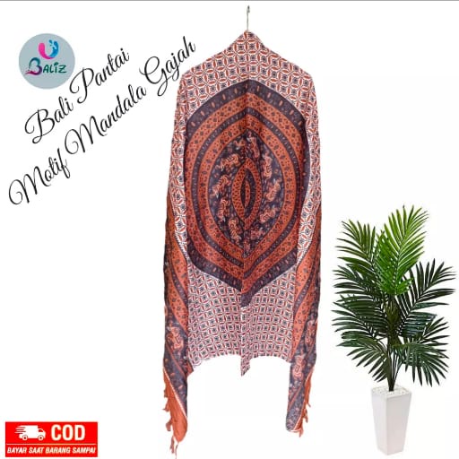 Kain Pantai Kain Bali Pantai - Kain Bali Motif New Mandala Gajah Rumbai Standar - Sarung Pantai SEMBILAN MODE - Sarung Bali - Kain Pantai - Kain Katun Jepang - Kain Untuk Hiasan Dinding - Kain Untuk Plafon Mobil Truk Dan Mobil 3/4 Lainnya